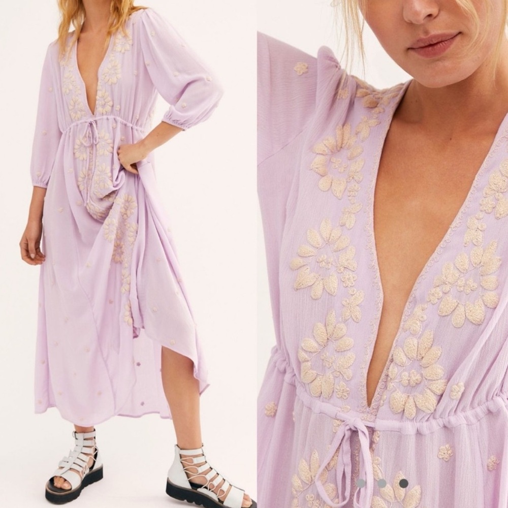 Free People Embroidered Fable Midi Dress